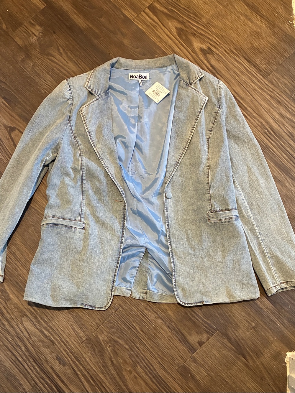 Light Blue Denim Blazer for Women Large